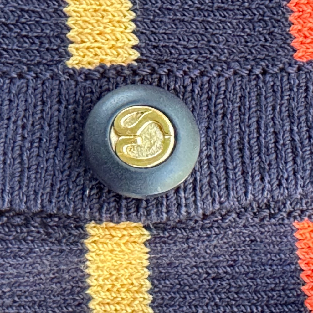 St. John Collection Cardigan Women S Navy Rainbow Stripe Vintage EUC Marie Gray - Picture 4 of 11